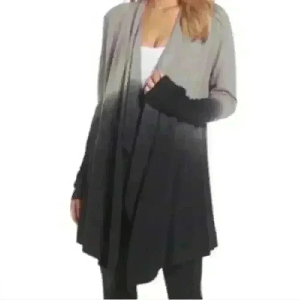 Barefoot Dreams Women's Black and Gray Ombre Bamboo Chic Lite® Island Wrap S/M